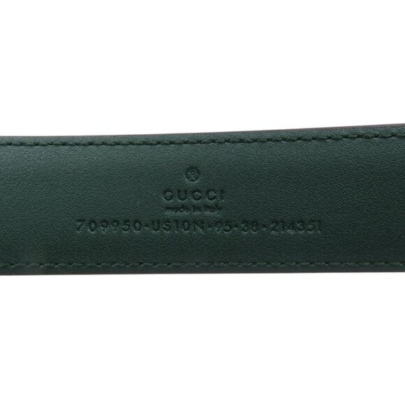 Gucci G Buckle Size 95 Leather Green Belt 0368